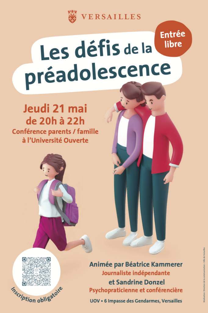 Affiche sur fond beige. En haut logo de la ville de Versailles
en dessous sur